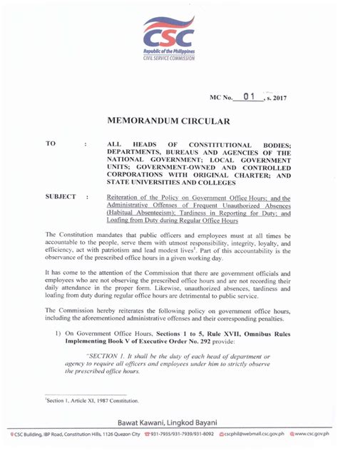 csc hrpso|MC No. , s. 2021 1 MEMORANDUM CIRCULAR TO : ALL HEADS OF CON.